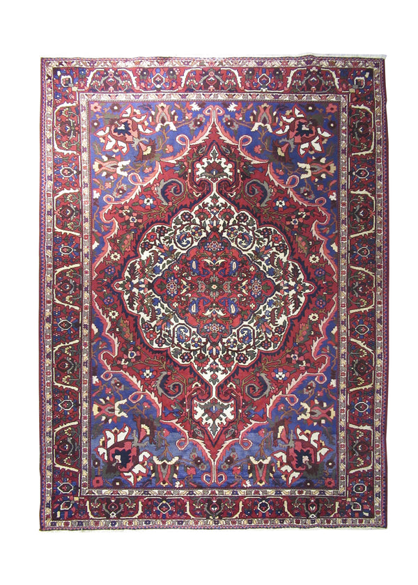 A28249 Persian Rug Bakhtiari Handmade Area Tribal 7'7'' x 10'4'' -8x10- Red Purple Floral Design