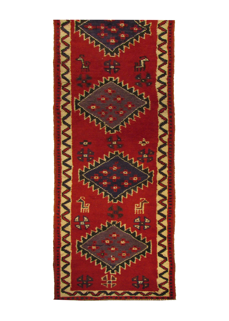A28252 Oriental Rug Moroccan Handmade Runner Tribal 2'4'' x 9'2'' -2x9- Red Geometric Design