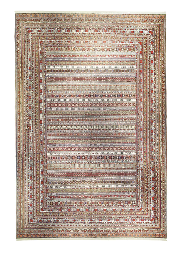 A29021 Persian Rug Sirjan Handmade Area Tribal 13'1'' x 19'2'' -13x19- Multi-color Red Kilim Stripes Design