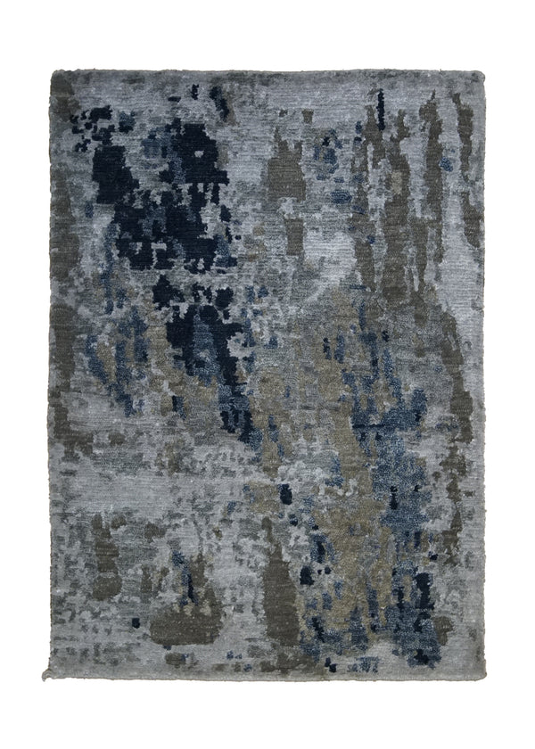 A29635 Oriental Rug Indian Handmade Area Modern 2'0'' x 3'0'' -2x3- Whites Beige Gray Blue Splatter Abstract Design