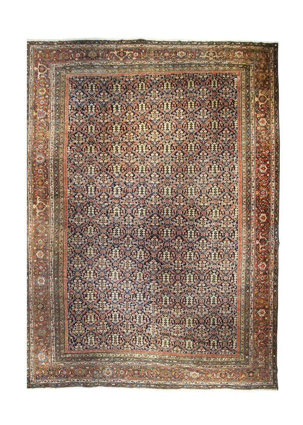 A29744 Persian Rug Mahal Handmade Area Tribal Antique 13'4'' x 18'8'' -13x19- Blue Red Geometric Design