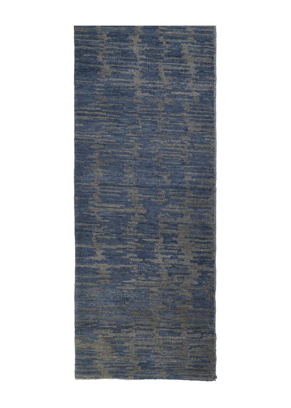 A30315 Oriental Rug Indian Handmade Runner Modern Neutral 2'0'' x 15'10'' -2x16- Blue Gray Abstract Splatter Design