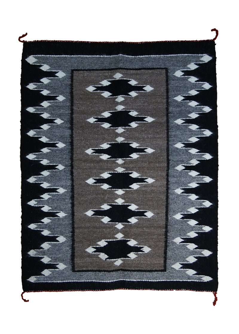 A30518 Native American Rug Navajo Handmade Area Tribal 2'1'' x 2'8'' -2x3- Whites Beige Black Gray Geometric Design