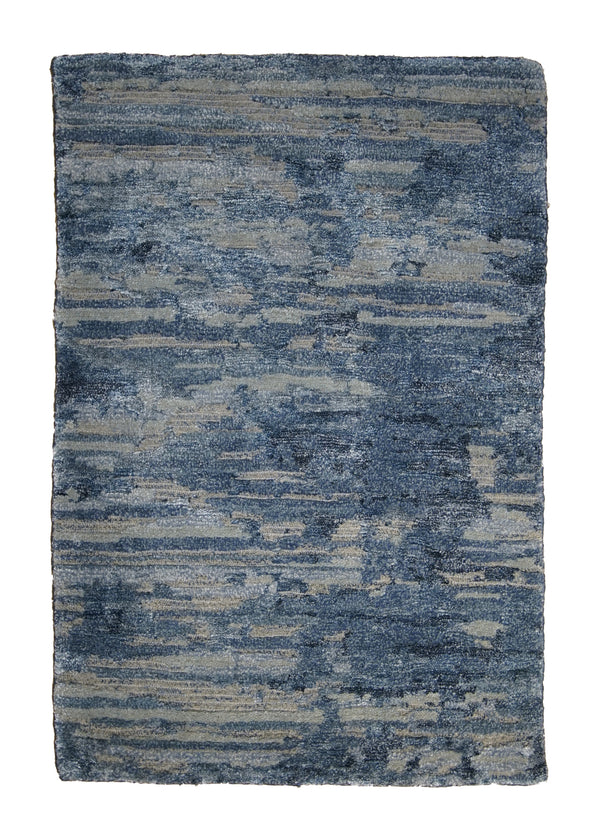 A30633 Oriental Rug Indian Handmade Area Modern 2'0'' x 3'0'' -2x3- Blue Splatter Abstract Design
