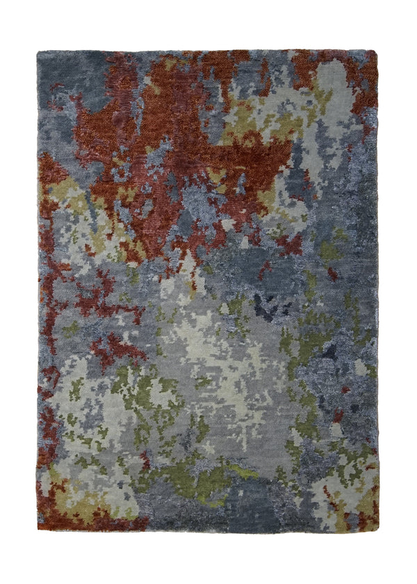 A30850 Oriental Rug Indian Handmade Area Modern 2'0'' x 3'0'' -2x3- Gray Red Splatter Abstract Design