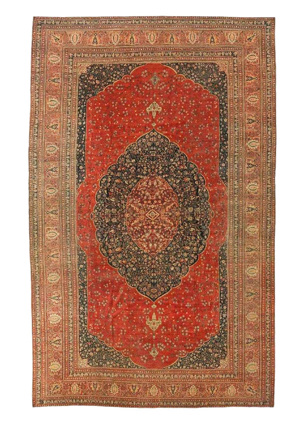 A30963 Persian Rug Tabriz Handmade Area Traditional Antique 17'10'' x 27'10'' -18x28- Red Blue Haji Jalili Floral Design