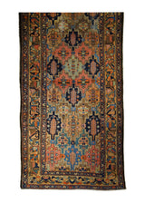 A32664 Persian Rug Bakhtiari Handmade Area Tribal Antique 5'3'' x 11'0'' -5x11- Multi-color Blue Pink Geometric Design