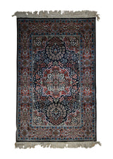 A33001 Oriental Rug Chinese Handmade Area Traditional 2'5'' x 4'0'' -2x4- Blue Red Floral Design