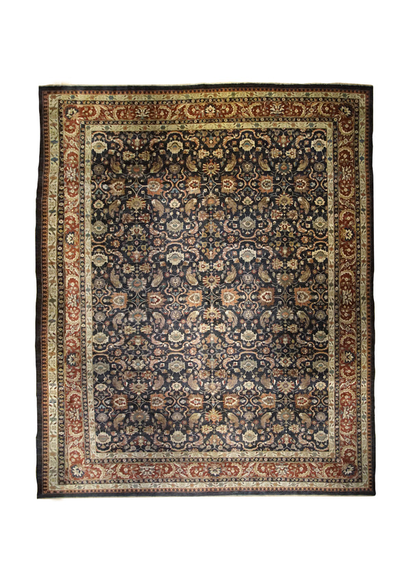 A33123 Oriental Rug Indian Handmade Area Transitional 13'9'' x 16'7'' -14x17- Black Red Oushak Floral Design