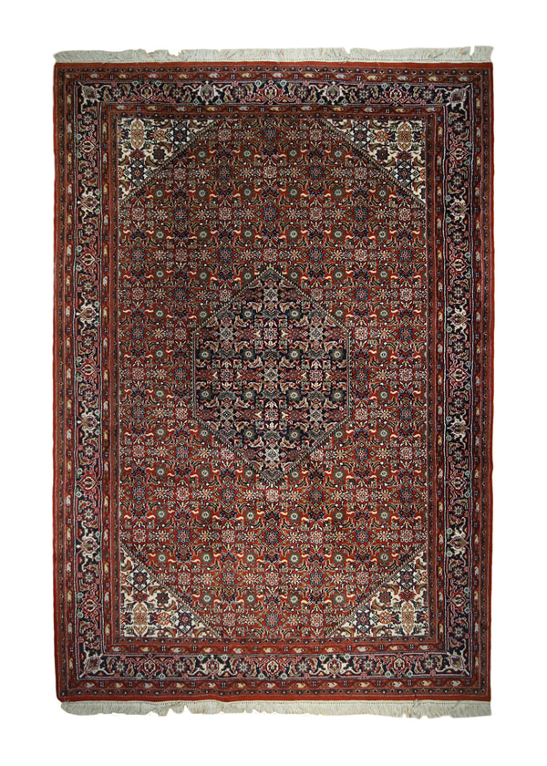 A33141 Oriental Rug Indian Handmade Area Traditional 5'11'' x 8'10'' -6x9- Red Bijar Geometric Design