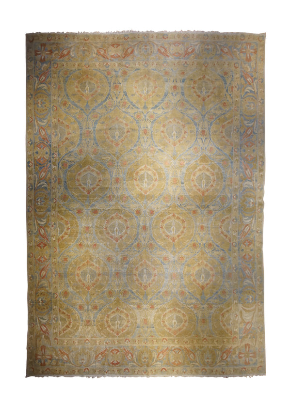 A33195 Oriental Rug Turkish Handmade Area Transitional 13'4'' x 17'0'' -13x17- Blue Yellow Gold Oushak Floral Design