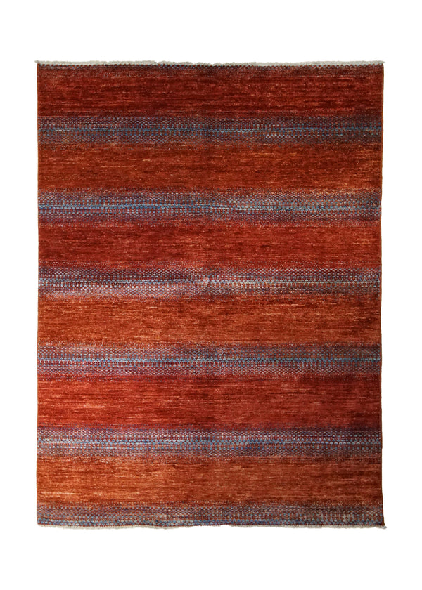 A33204 Oriental Rug Pakistani Handmade Area Transitional Tribal 4'11'' x 6'7'' -5x7- Red Gabbeh Stripes Design