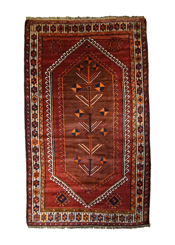 A33266 Persian Rug Shiraz Handmade Area Tribal 5'1'' x 8'8'' -5x9- Red Tree of Life Design