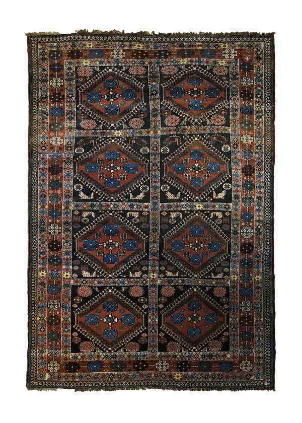 A33276 Persian Rug Yalameh Handmade Area Tribal 5'7'' x 7'11'' -6x8- Blue Red Geometric Design