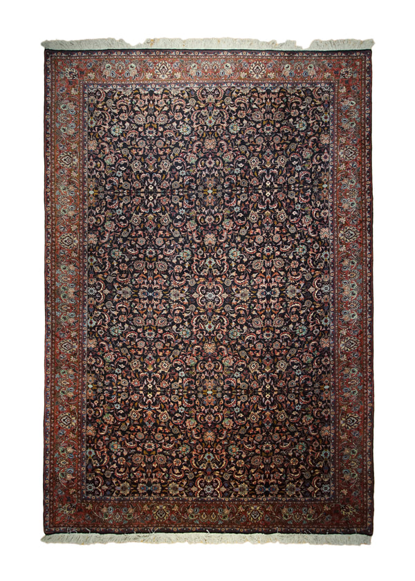 A33290 Persian Rug Bijar Handmade Area Traditional 6'10'' x 10'1'' -7x10- Blue Red Floral Design