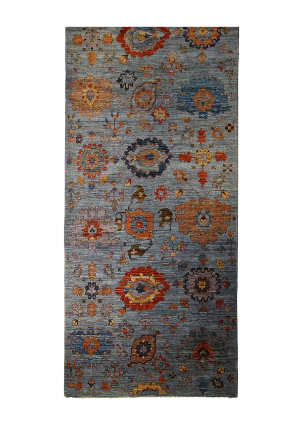 A33478 Oriental Rug Pakistani Handmade Area Transitional 5'0'' x 13'7'' -5x14- Gray Red Ariana Floral Oushak Design
