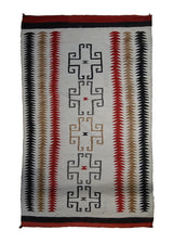 A33497 Native American Rug Navajo Handmade Area Antique 3'3'' x 5'3'' -3x5- Whites Beige Black Red Geometric Design