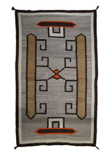 A33499 Native American Rug Navajo Handmade Area Antique 3'6'' x 5'9'' -4x6- Gray Brown Whites Beige Geometric Design