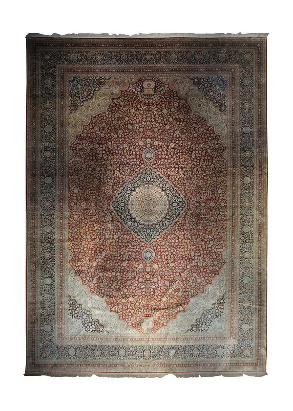 A33853 Oriental Rug Chinese Handmade Area Traditional 14'0'' x 20'0'' -14x20- Red Blue Isfahan Floral Design