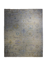 A33857 Oriental Rug Indian Handmade Area Transitional Neutral 8'1'' x 9'11'' -8x10- Whites Beige Blue Yellow Gold Floral Oushak Design