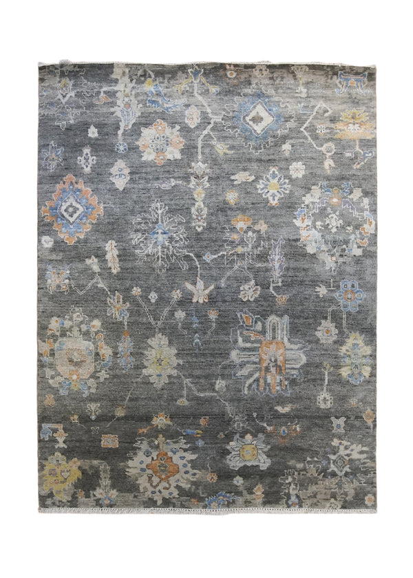 A33908 Oriental Rug Indian Handmade Area Transitional 5'3'' x 6'11'' -5x7- Gray Floral Oushak Design