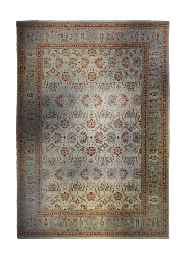 A33910 Oriental Rug Pakistani Handmade Area Transitional 13'1'' x 18'0'' -13x18- Whites Beige Red Antique Washed Oushak Floral Design