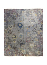 A34267 Oriental Rug Indian Handmade Area Transitional 7'11'' x 10'0'' -8x10- Gray Purple Yellow Gold Erased Oushak Design