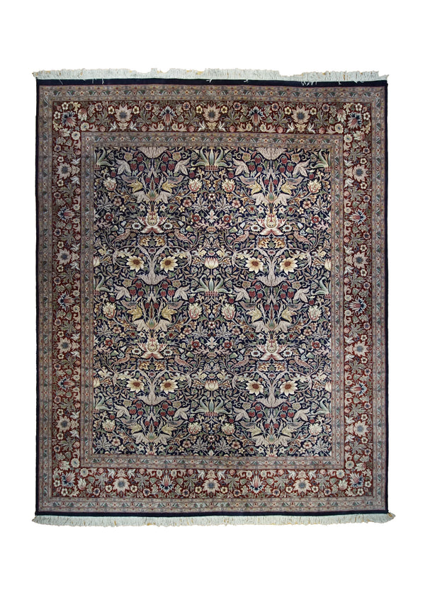 A34360 Oriental Rug Pakistani Handmade Area Traditional 8'2'' x 10'1'' -8x10- Black Red Tree of Life Floral Design
