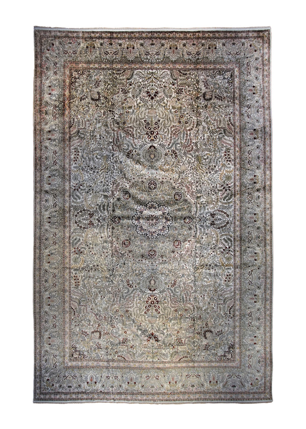 A34392 Oriental Rug Chinese Handmade Area Traditional 13'9'' x 18'6'' -14x19- Whites Beige Yellow Gold Floral Design
