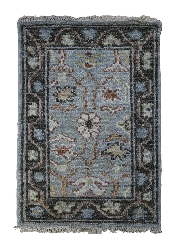 A34426 Oriental Rug Indian Handmade Area Transitional 2'0'' x 3'0'' -2x3- Brown Blue Floral Design
