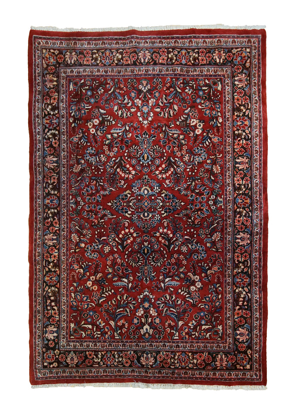 A34490 Persian Rug Sarouk Handmade Area Antique Traditional 5'4'' x 8'0'' -5x8- Red Floral Design