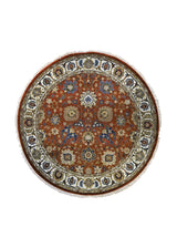 A34571 Oriental Rug Indian Handmade Round Traditional 6'1'' x 6'1'' -6x6- Red Oushak Design