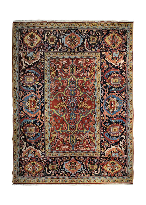 A34587 Persian Rug Heriz Handmade Area Traditional 8'3'' x 11'2'' -8x11- Red Floral Design