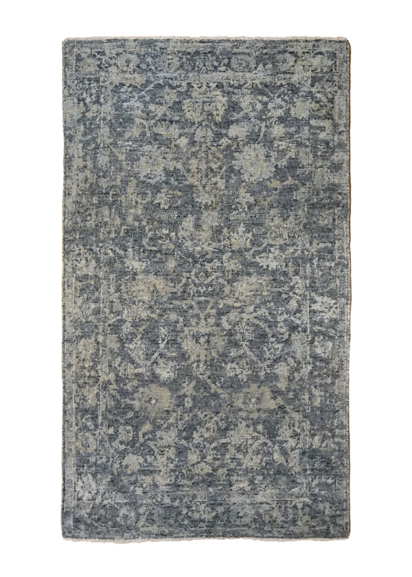 A34595 Oriental Rug Indian Handmade Area Transitional Neutral 2'11'' x 4'11'' -3x5- Gray Distressed Erased Design