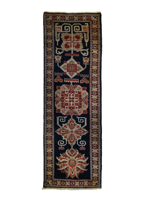 A34686 Persian Rug Bijar Handmade Runner Traditional 2'6'' x 7'10'' -3x8- Red Geometric Design