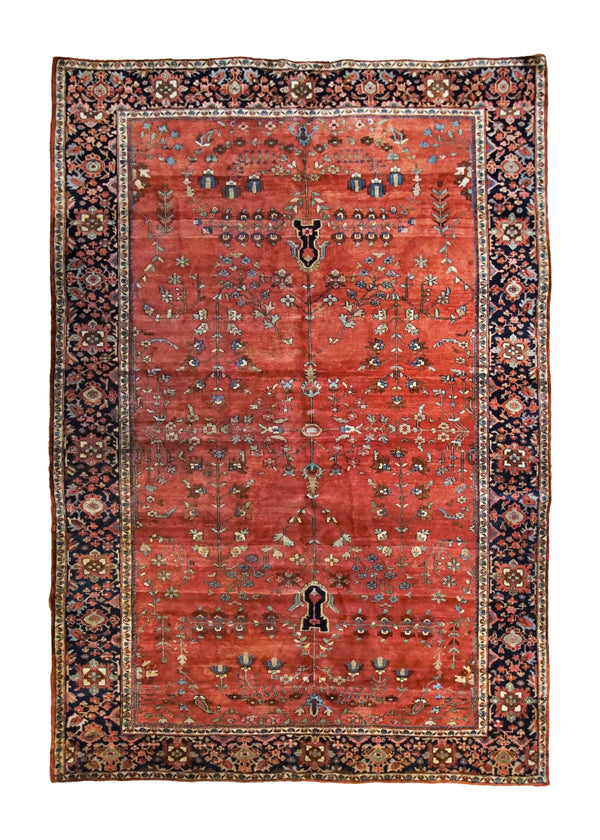 A34716 Persian Rug Sarouk Handmade Area Antique Traditional 6'9'' x 10'4'' -7x10- Red Floral Design