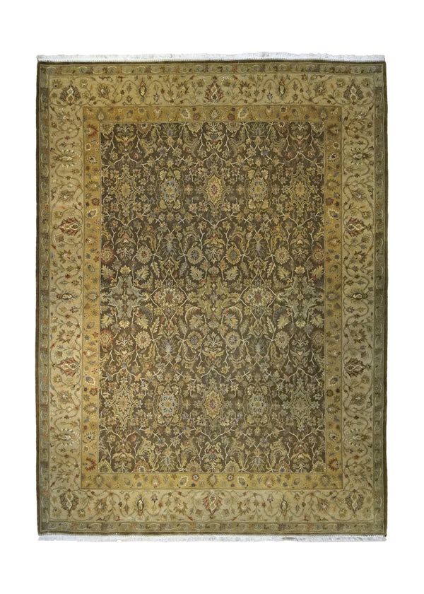 A34863 Oriental Rug Indian Handmade Area Transitional 8'11'' x 11'11'' -9x12- Green Tea Washed Floral Design