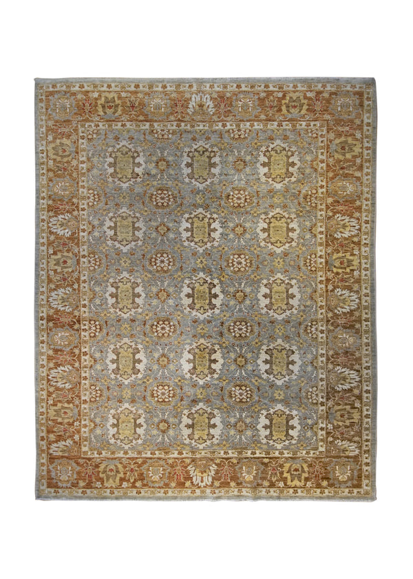 A34864 Oriental Rug Pakistani Handmade Area Transitional 7'10'' x 9'7'' -8x10- Gray Brown Antique Washed Floral Design
