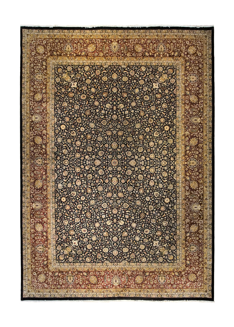 A34897 Oriental Rug Indian Handmade Area Traditional 10'1'' x 14'2'' -10x14- Red Blue Yellow Gold Tea Washed Floral Design