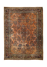 A35009 Persian Rug Sarouk Handmade Area Antique Traditional 8'8'' x 11'8'' -9x12- Red Floral Design
