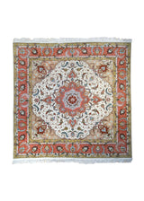 A35018 Persian Rug Tabriz Handmade Square Traditional 6'8'' x 6'8'' -7x7- Pink Floral Naghsh Design