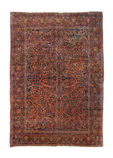 A35025 Persian Rug Sarouk Handmade Area Antique Traditional 8'5'' x 12'0'' -8x12- Red Floral Design