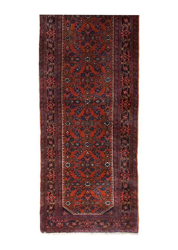 A35072 Persian Rug Hossein Abad Handmade Runner Antique Traditional 2'8'' x 16'3'' -3x16- Red Herati Design