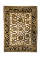 A35080 Oriental Rug Indian Handmade Area Traditional 8'11'' x 12'0'' -9x12- Green Yellow Gold Tea Washed Floral Jaipur Design