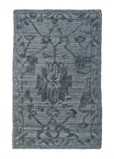A35082 Oriental Rug Indian Handmade Area Modern Neutral 2'1'' x 3'2'' -2x3- Gray Abstract High Low Pile Design