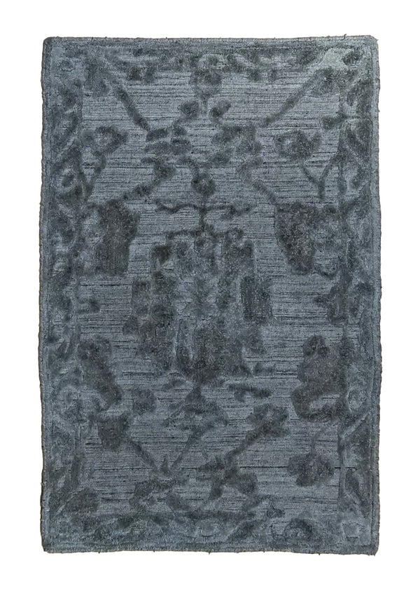 A35083 Oriental Rug Indian Handmade Area Modern Neutral 2'0'' x 3'2'' -2x3- Gray Abstract High Low Pile Design