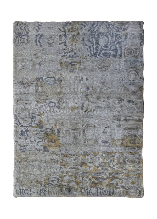 A35097 Oriental Rug Indian Handmade Area Modern 2'1'' x 2'10'' -2x3- Whites Beige Yellow Gold Abstract Design