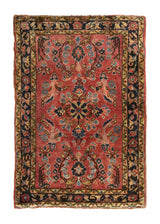 A35127 Persian Rug Sarouk Handmade Area Antique Traditional 2'1'' x 2'10'' -2x3- Red Floral Vintage Design
