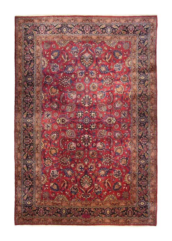 A35132 Persian Rug Mashhad Handmade Area Traditional 10'2'' x 15'0'' -10x15- Red Floral Design