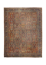 A35136 Persian Rug Mahal Handmade Area Antique Traditional 11'11'' x 15'7'' -12x16- Red Blue Floral Vintage Design